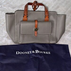 Dooney & Bourke Taupe Leather Tote with Brown Accents
